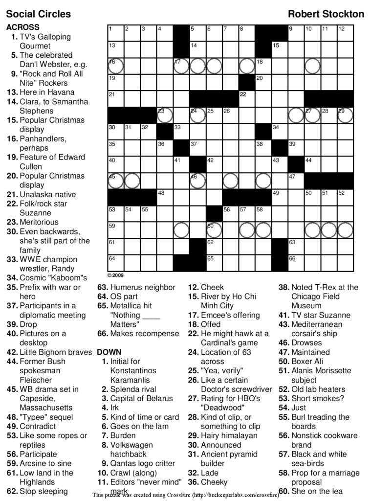 Find Free Printable Crossword Puzzles