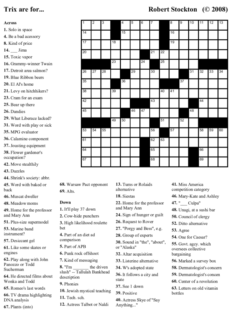 Free Printable Celebrity Crossword Puzzles