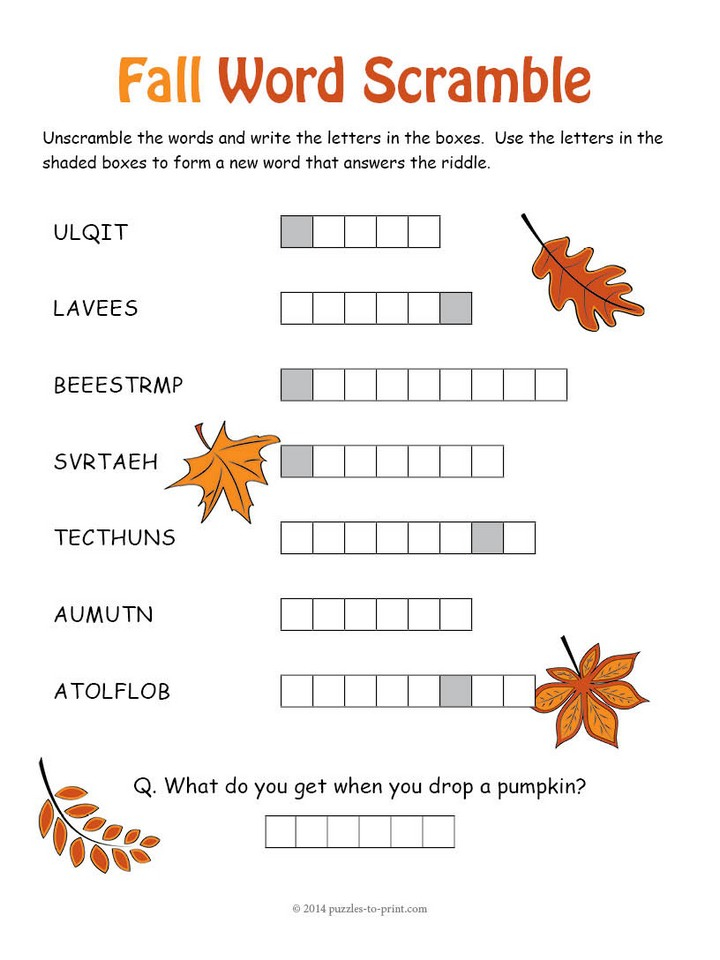 Fall Puzzles Printable Free