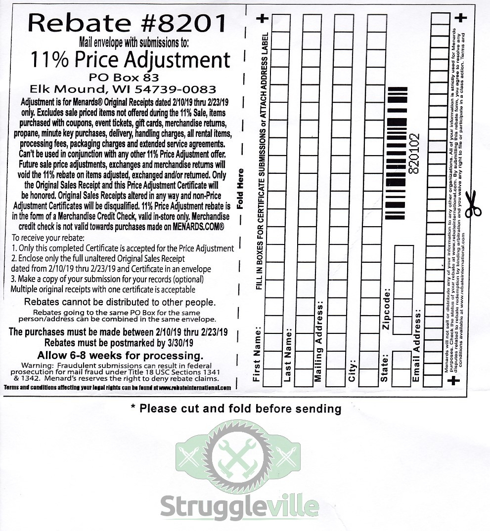 Menards Rebate Adjustment Form March 2021 Printable Crossword Puzzles Bingo Cards Forms