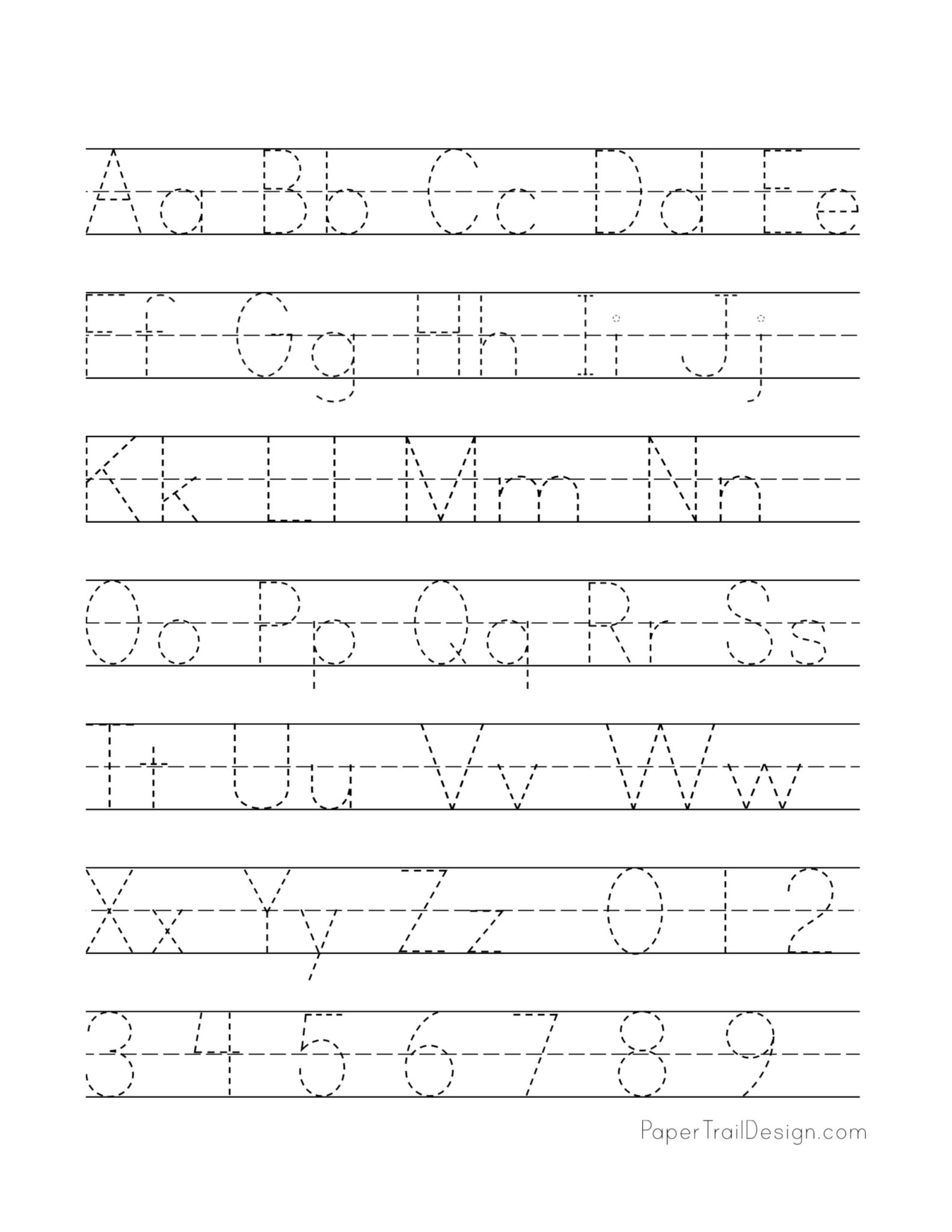 Free Printable Alphabet Handwriting Practice Sheets | Printable Crossword Puzzles, Bingo Cards