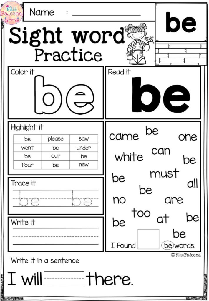 Free Printable Sight Word Worksheets | Printable Crossword Puzzles ...