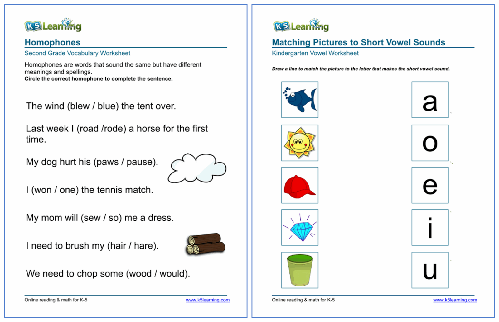 K5 Learning Worksheets Printable Crossword Puzzles Bingo Cards Forms