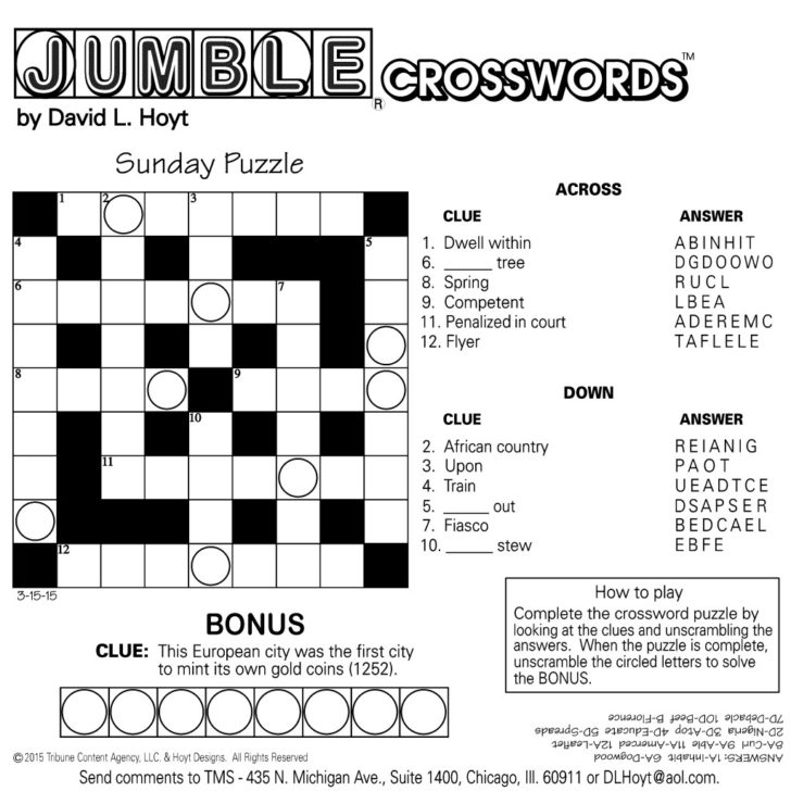 Printable Jumble Puzzles With Answers Printable Printable Crossword