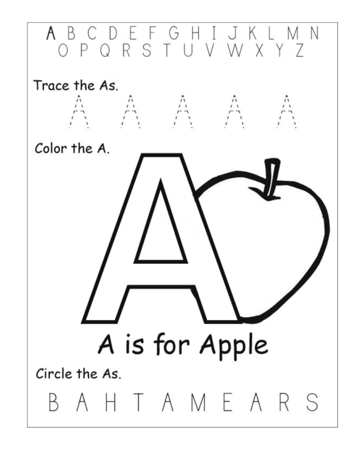 Printable Letter A Worksheets For Kindergarten | Printable Crossword ...